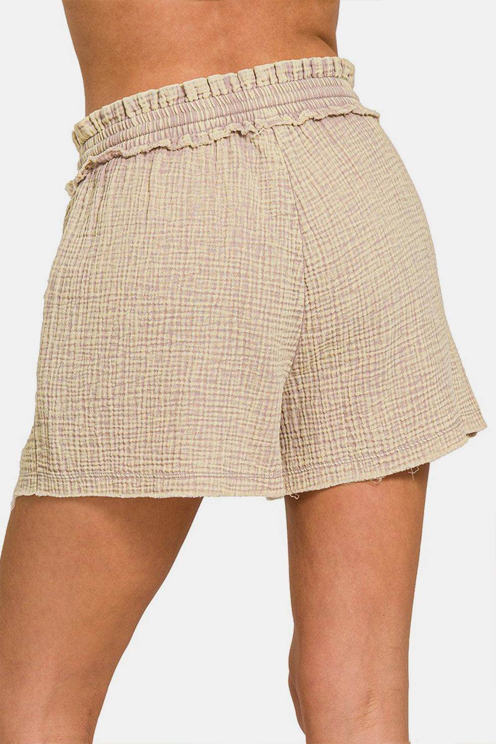 Zenana Washed Frayed Hem Drawstring Shorts for Summer Style