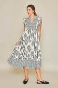 Umgee Full Size Boarder Print Midi Dress Plus Size