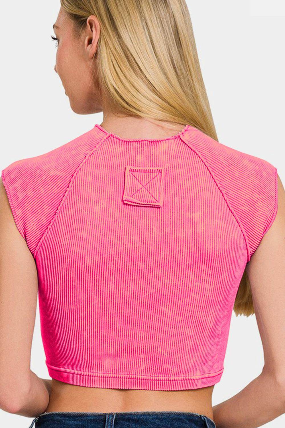 Zenana Ribbed Round Neck Cropped Top for Stylish Outfits