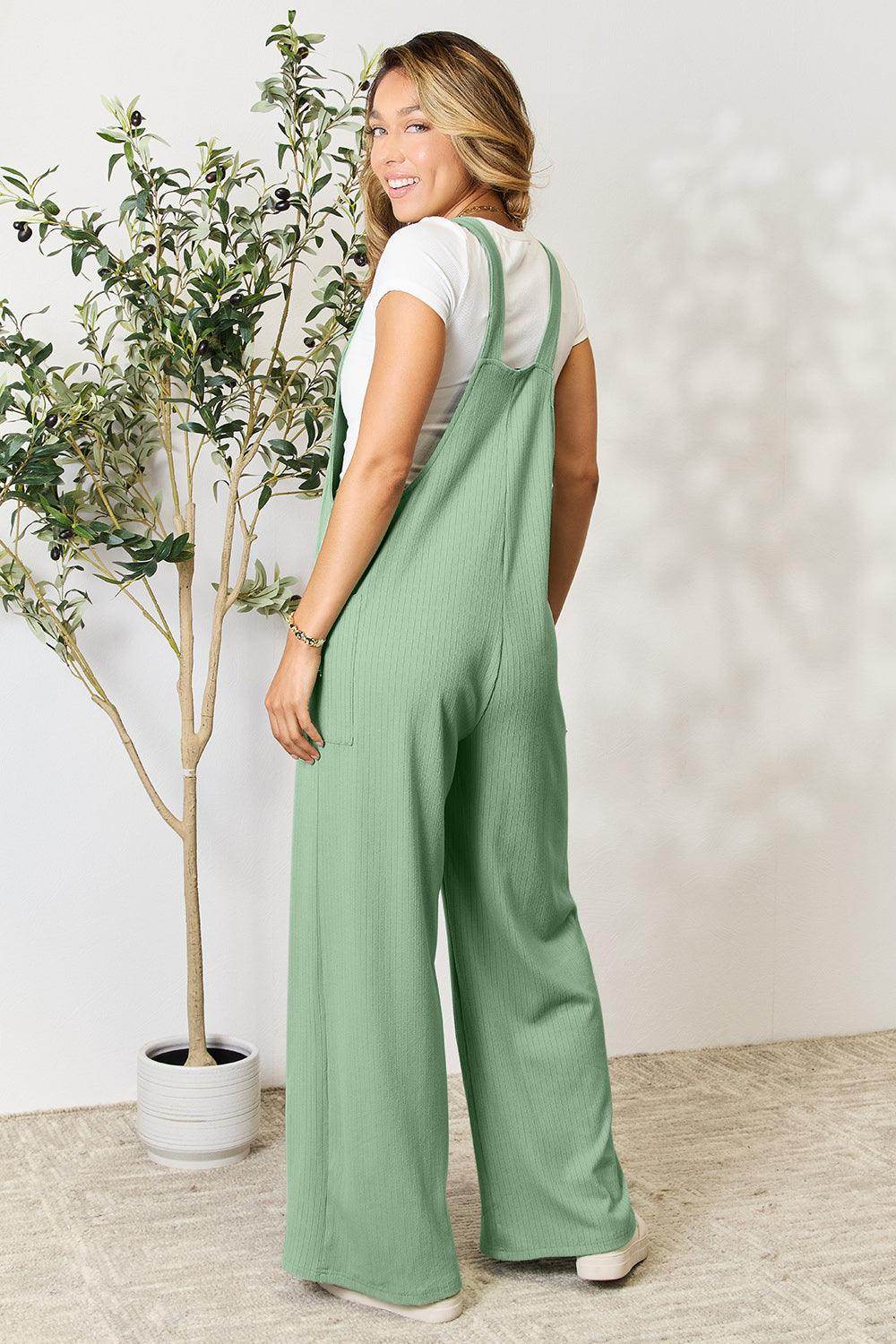 Double Take Full Size Wide Strap Overall with Pockets For Women