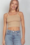 Very J Cable Knit Seamless Cropped Cami for Women