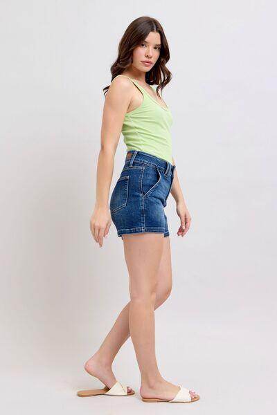 Judy Blue Full Size Double Button Waistband Denim Shorts Plus Size