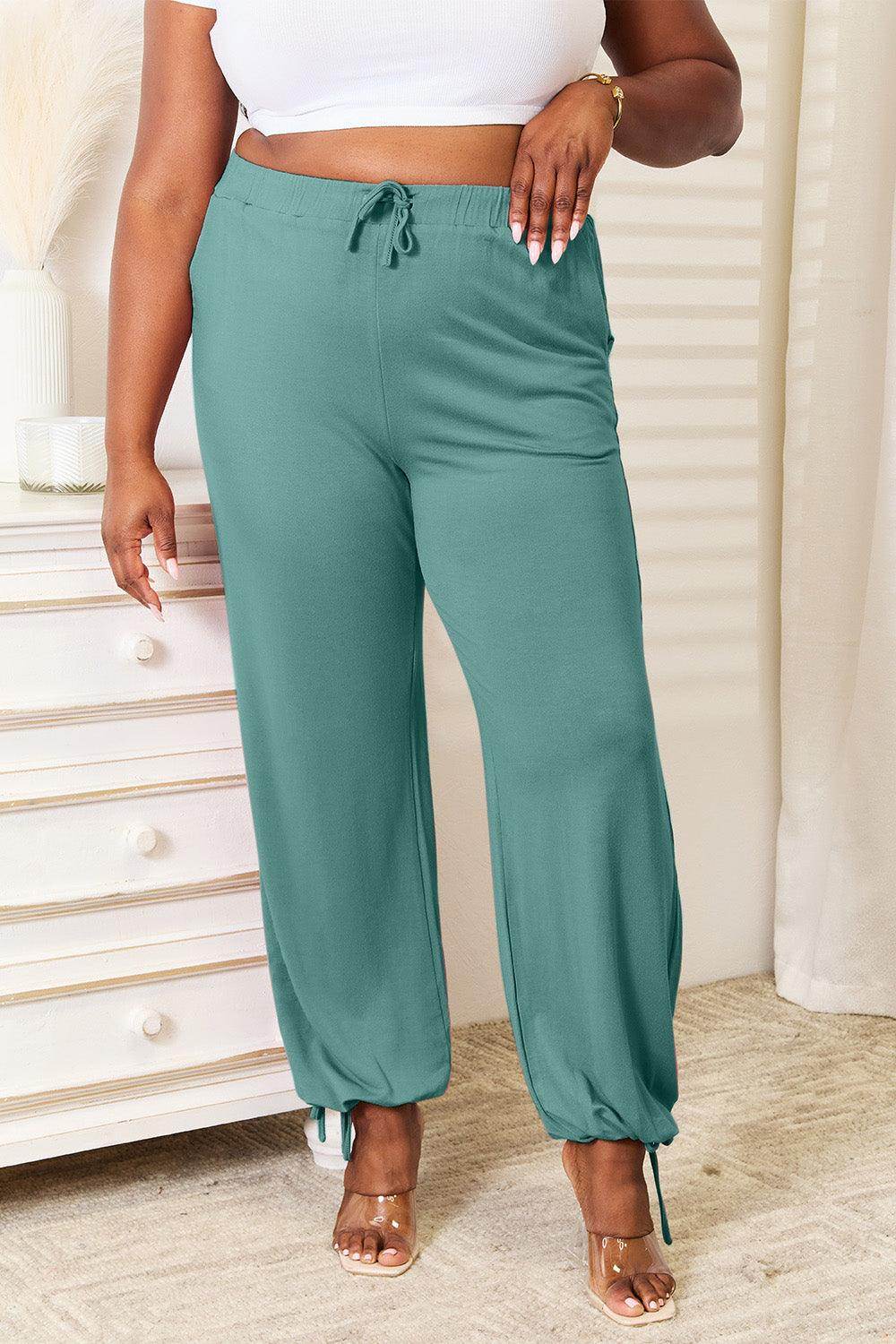 Basic Bae Full Size Soft Rayon Drawstring Pants with Pockets