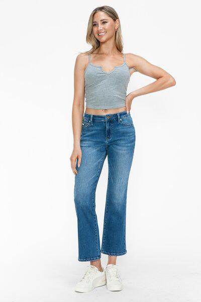 Bytos Full Size Cat's Whiskers Mid Rise Ankle Jeans For Women