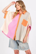 SAGE + FIG Full Size Color Block Button-Down Shirt for Women