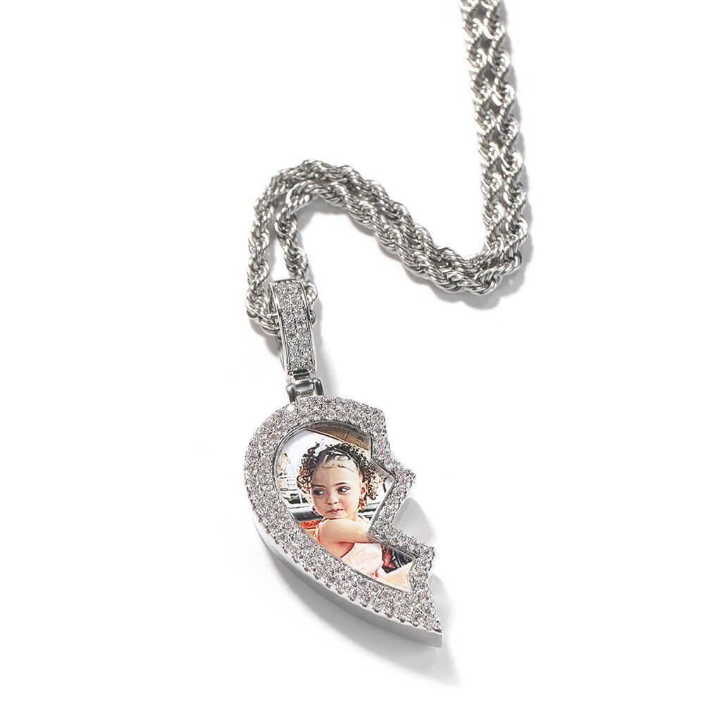 magnetic necklace for couples custom heart photo pendant