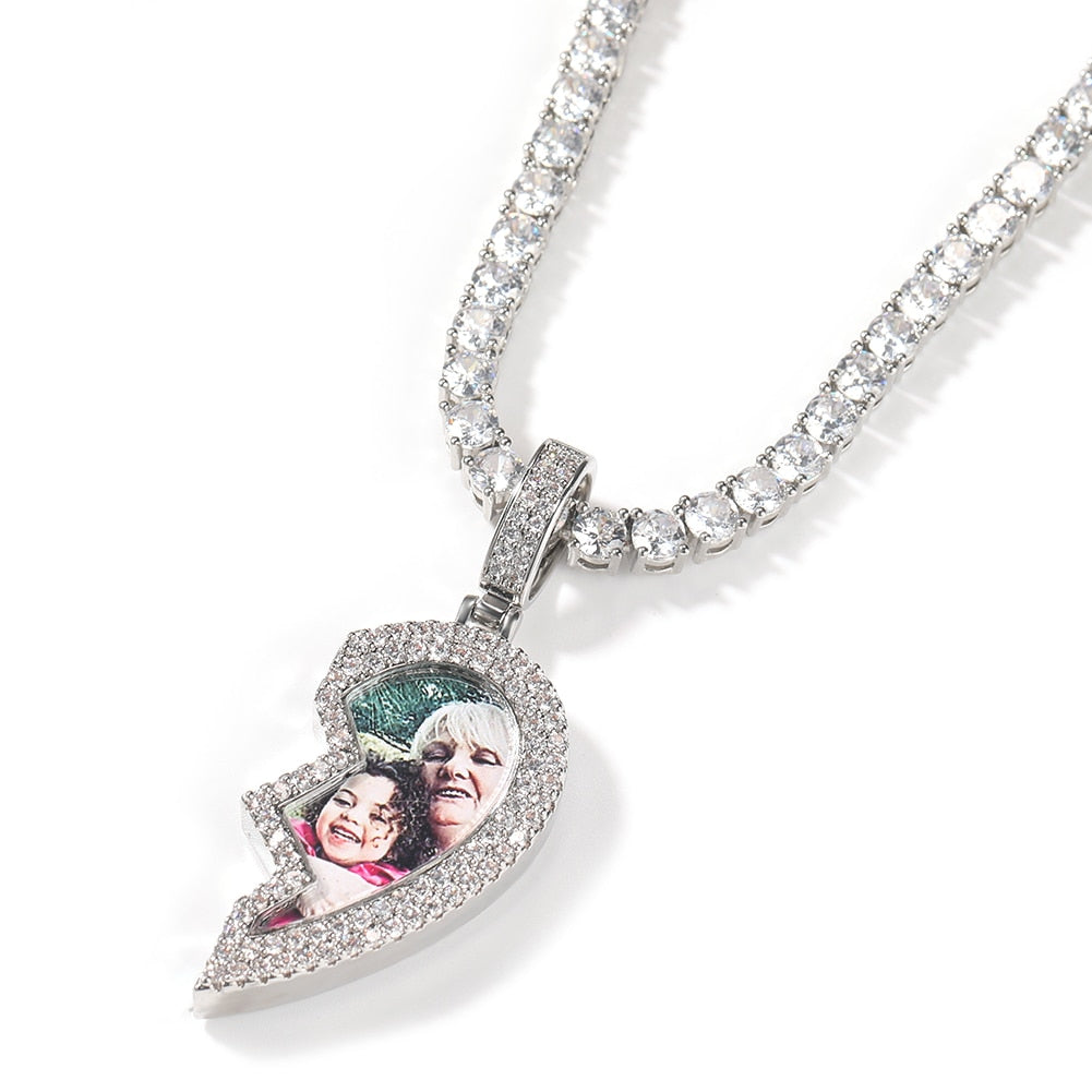 magnetic necklace for couples custom heart photo pendant