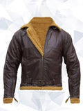 B3 Men Flying Aviator Winter Shearling Fur Pilot Sheepskin Bomber Leather Jacket