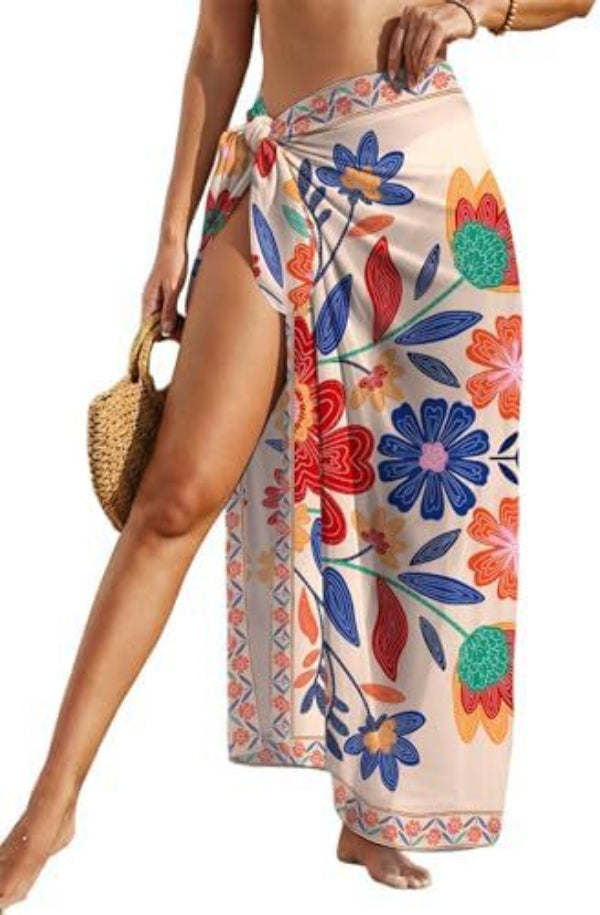 Sheer Chiffon High-Slit Swim Cover-Up Dress