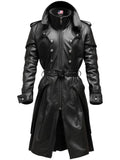 Black Stylish Leather Hooded Coat
