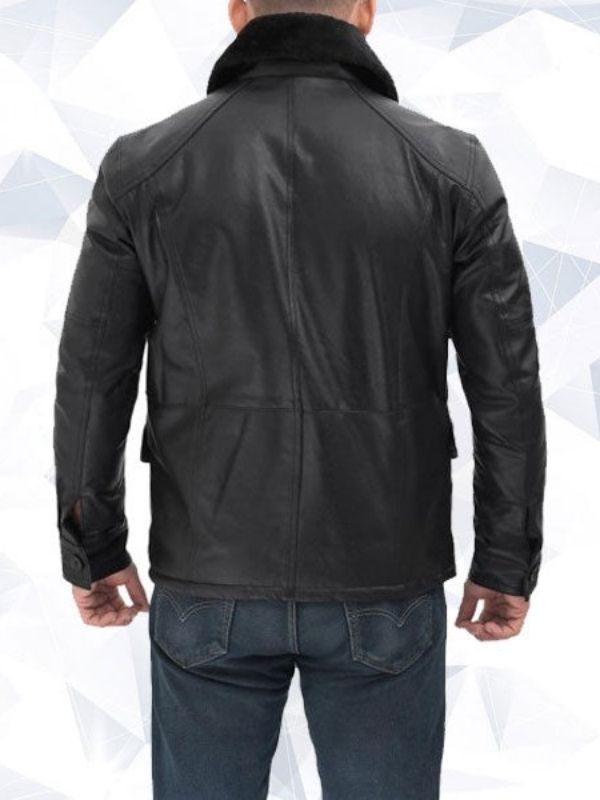 Boehmer Mens Black Shearling Leather Jacket