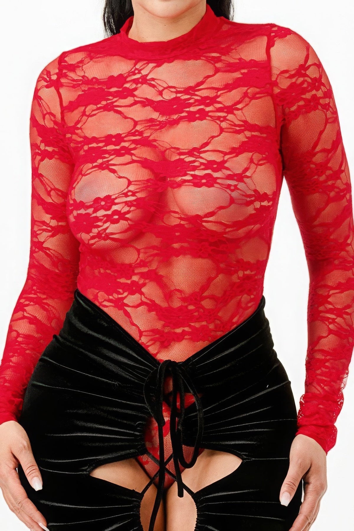 Women's 2-Piece Formal Knitted Overall Set - Sexy Lady Long-Sleeve Comfortable Nylon & Velvet Lace Bodysuit with Adjustable Elegance Statement Mermaid Skirt