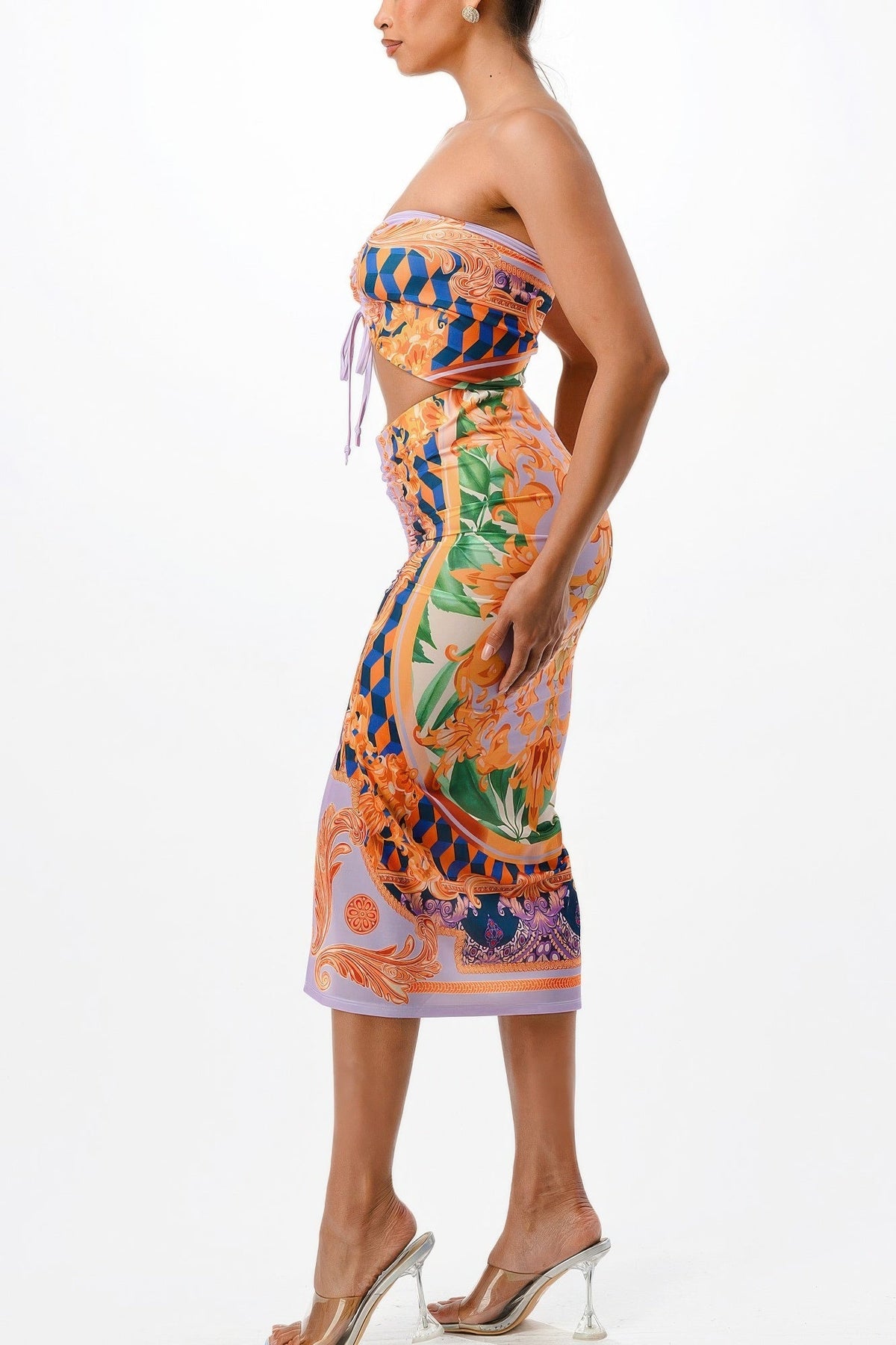 Ruching Midi Skirt Set