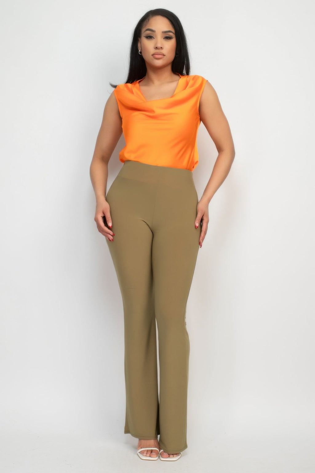 Fit And Flare Elastic Casual Pants