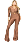 Satin 3/4 Sleeve Wide Leg 2 Piece Set
