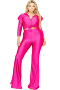 Satin 3/4 Sleeve Wide Leg 2 Piece Set