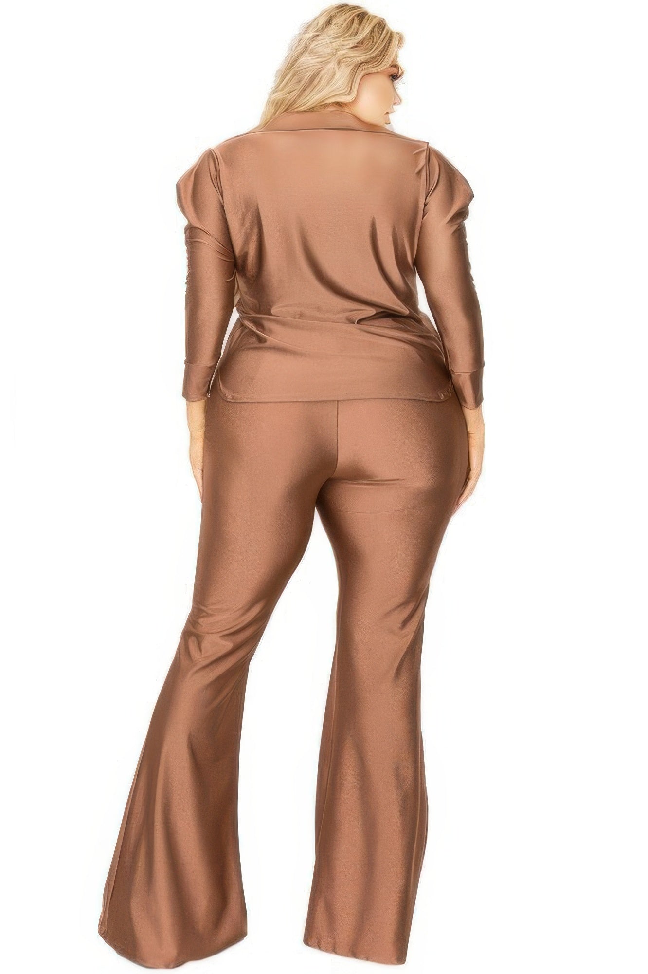 Satin 3/4 Sleeve Wide Leg 2 Piece Set