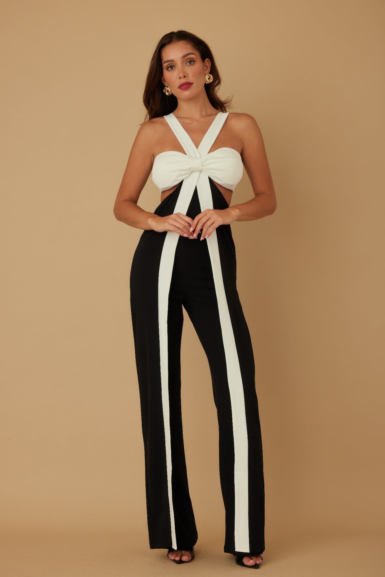 X Ribbon Open Jumpsuit