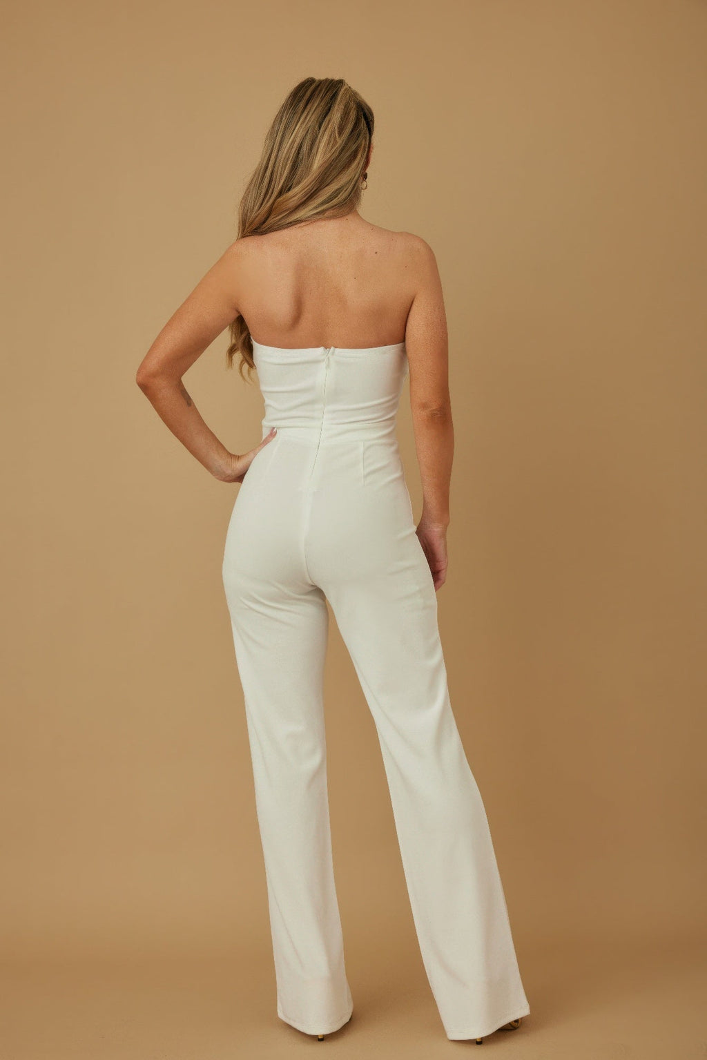 Threaded Twisted Rope Knot Tie Jumpsuit (White)