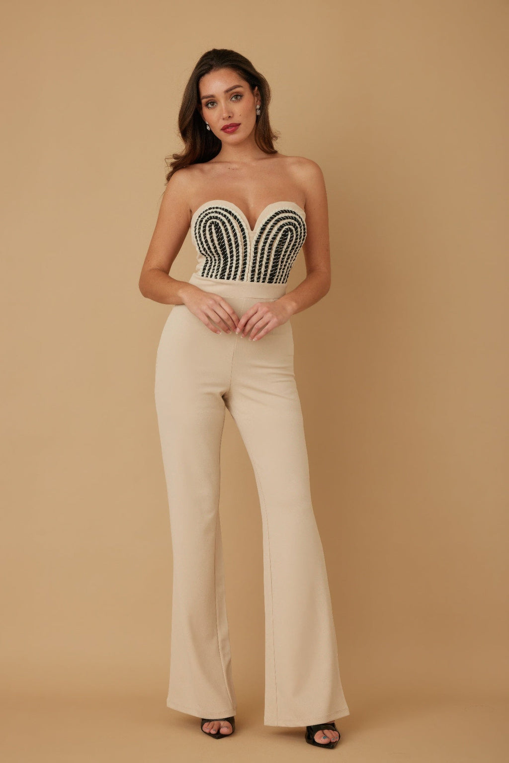 Threaded Twisted Rope Knot Tie Jumpsuit (Off-White)