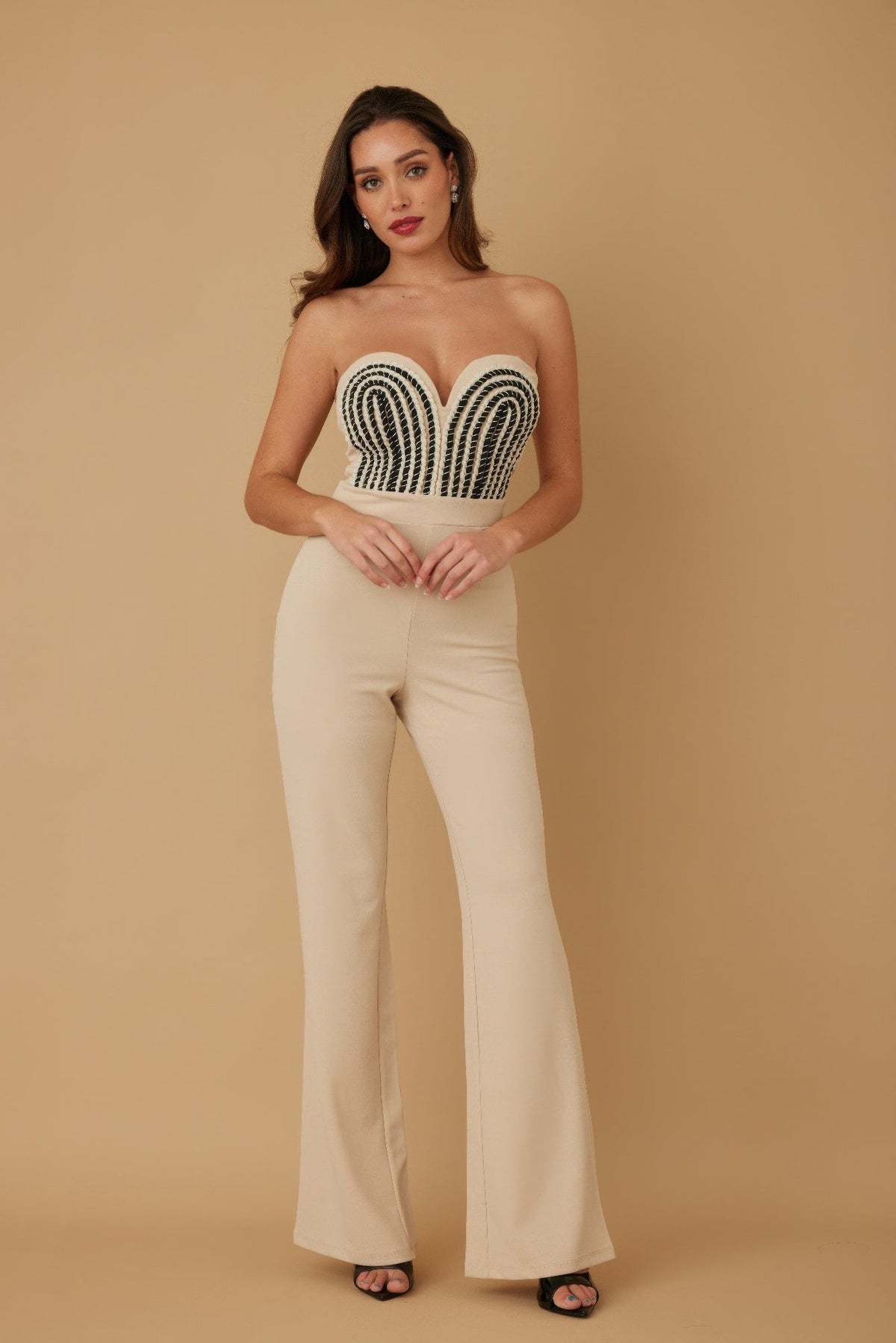 Threaded Twisted Rope Knot Tie Jumpsuit (Off-White)