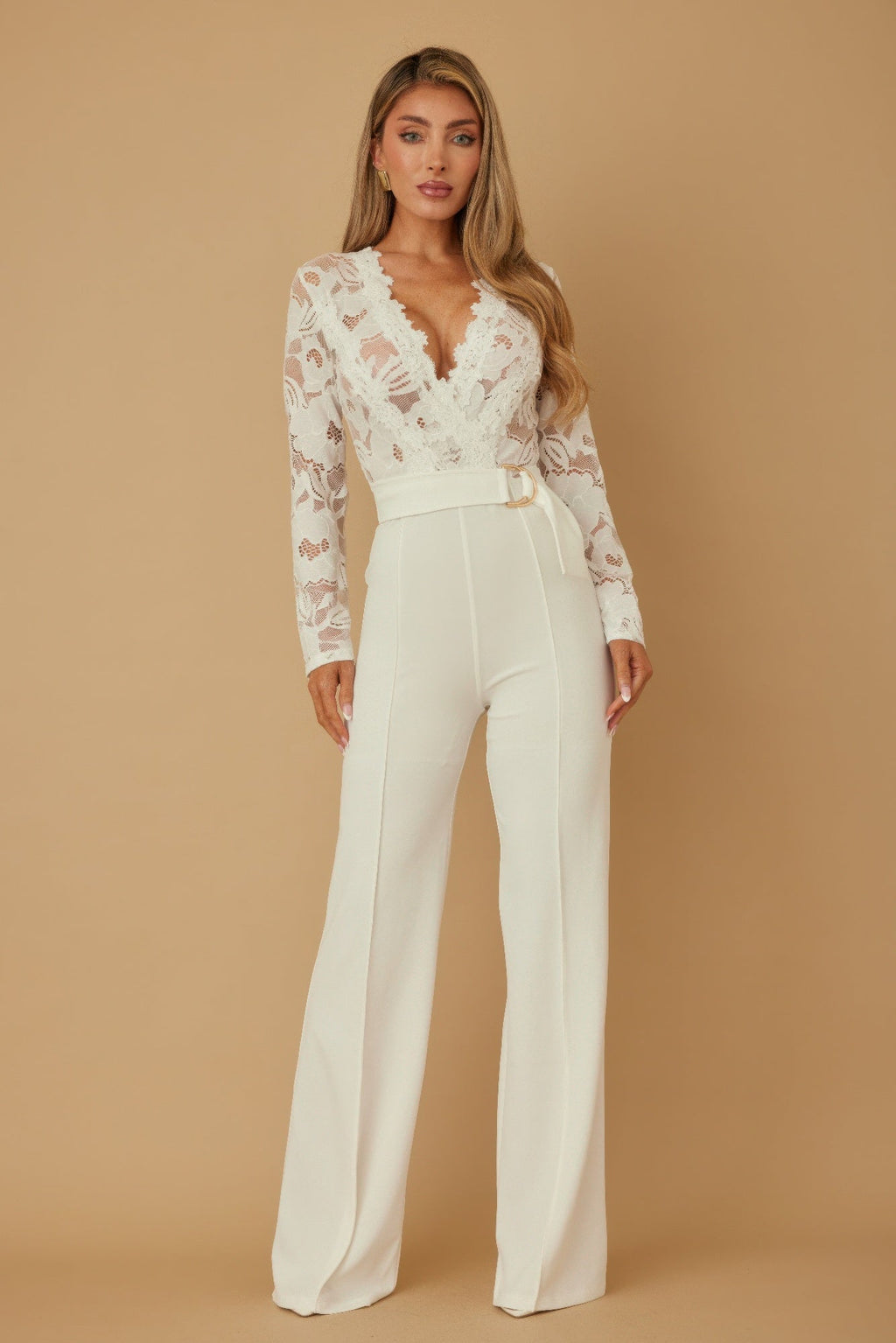 Lace Crochet Long Sleeve Jumpsuit