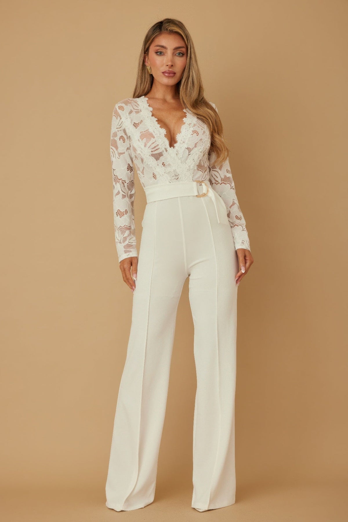 Lace Crochet Long Sleeve Jumpsuit