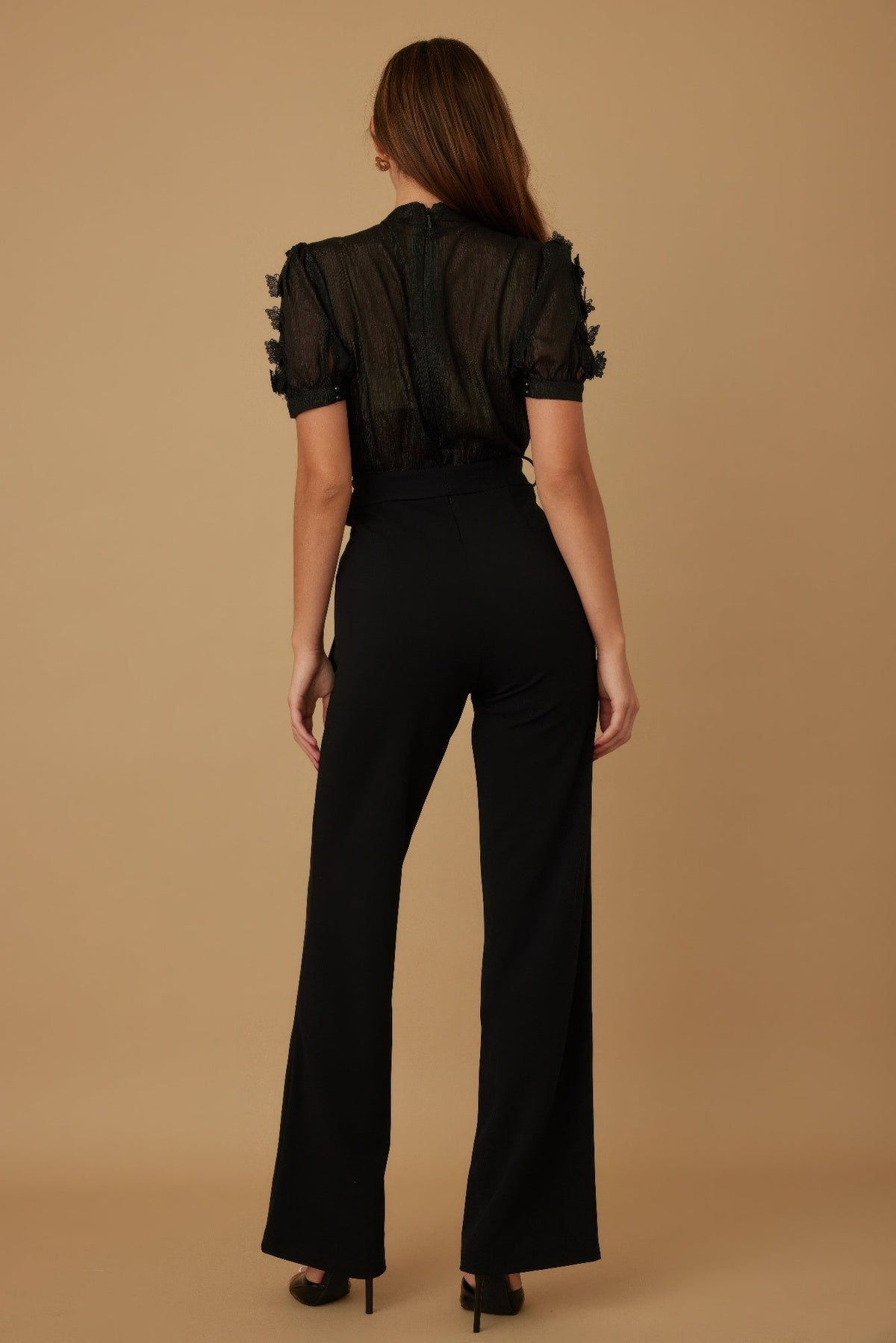 Multi Butterfly Sheer Pattern Jumpsuit