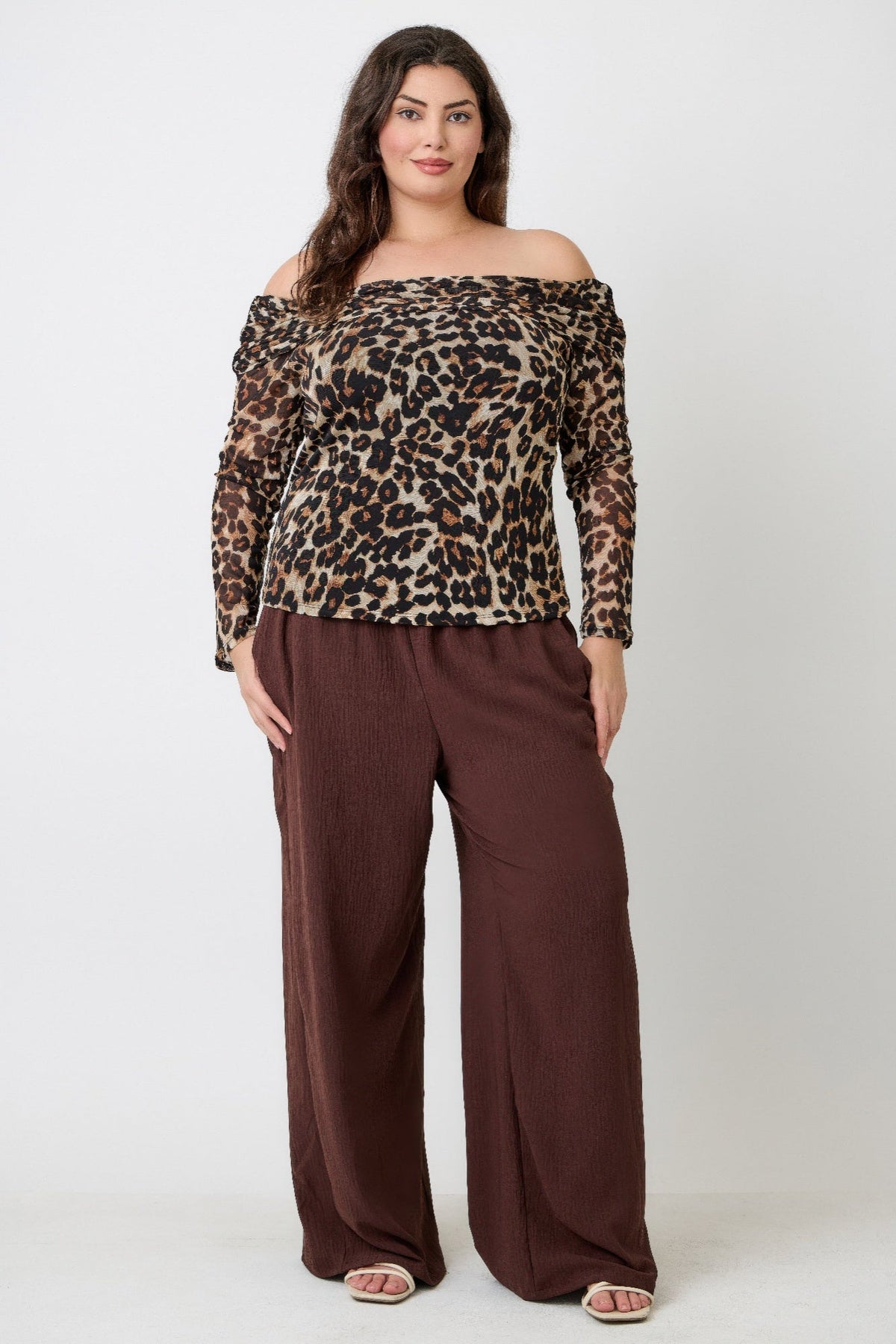 Leopard Print Off-the-shoulder Blouse