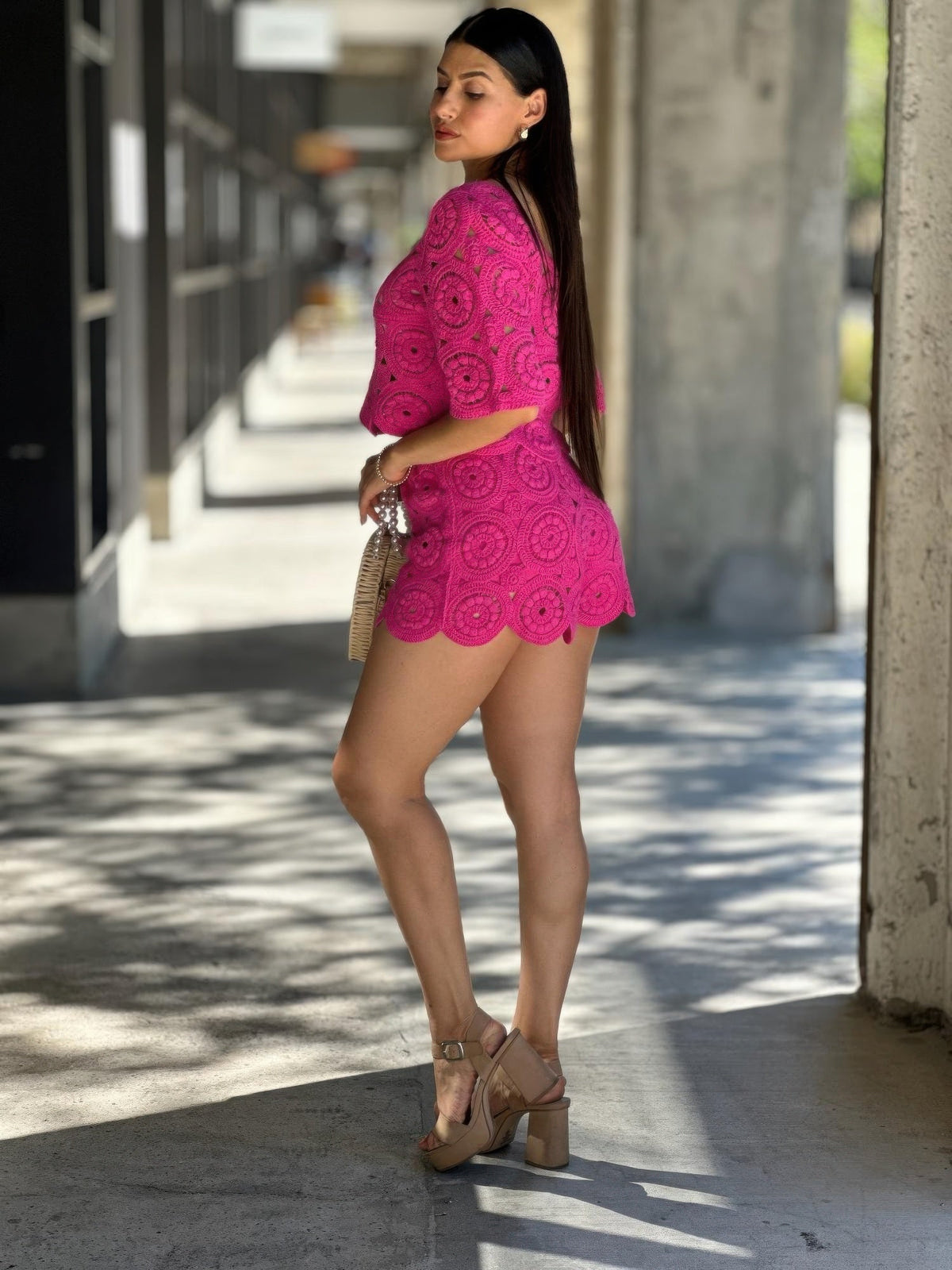 Boho Crochet Lace Crop Top & Line Short Set