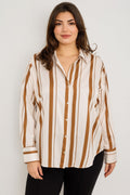 Vertical Stripe Button Down Blouse