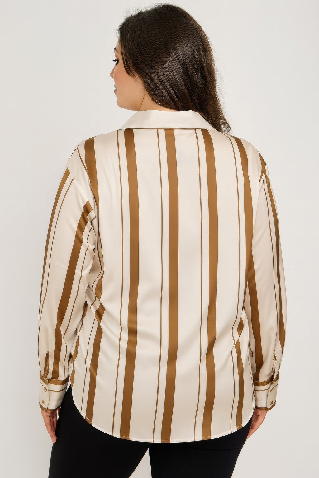 Vertical Stripe Button Down Blouse