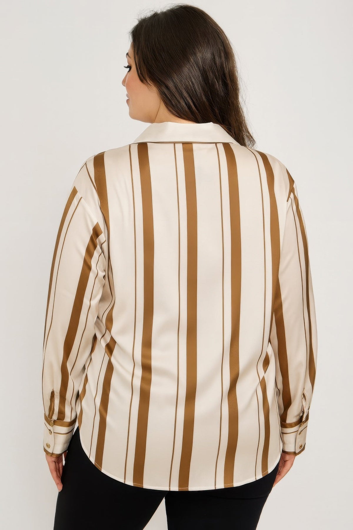 Vertical Stripe Button Down Blouse