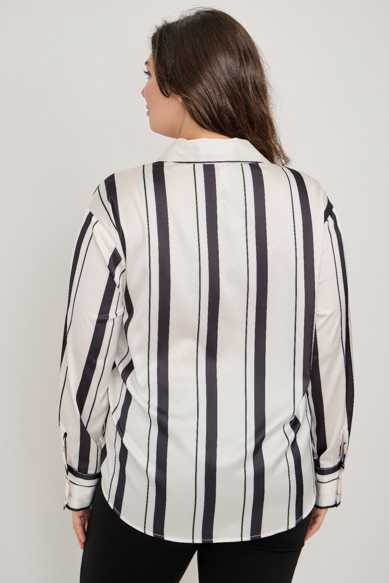 Vertical Stripe Button Down Blouse