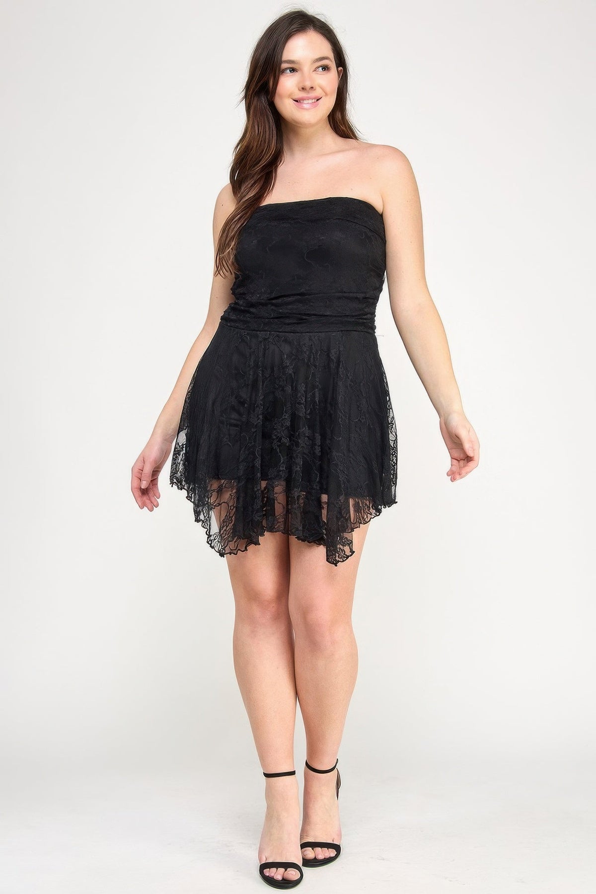 Ots Lace Overlay Assym Dress