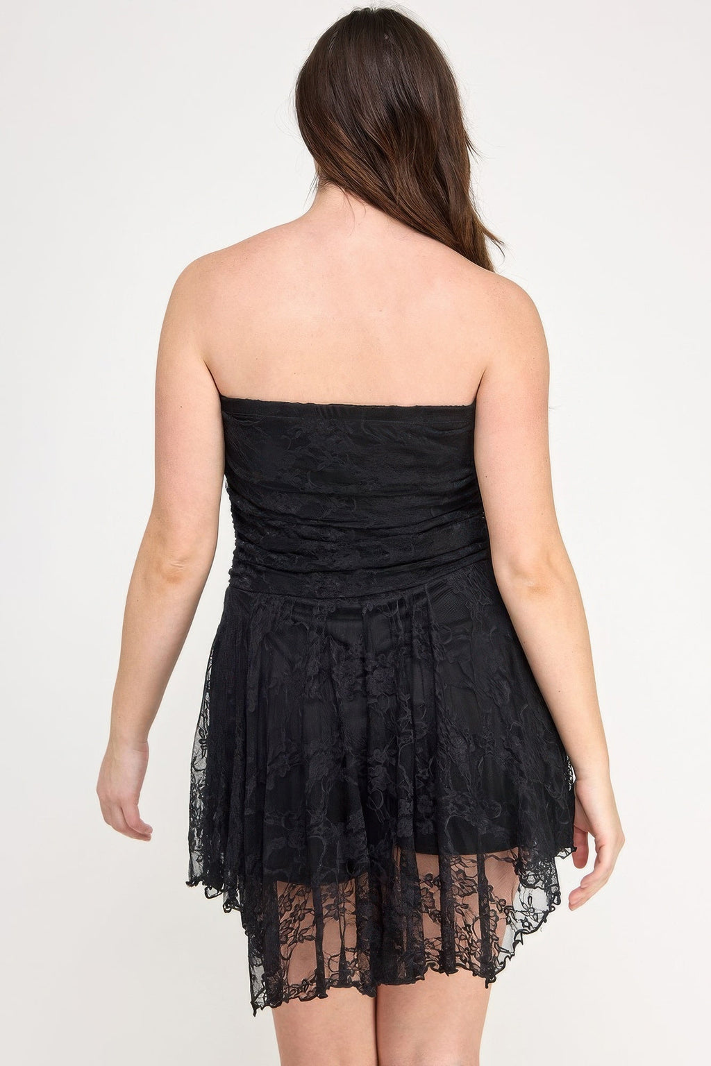 Ots Lace Overlay Assym Dress