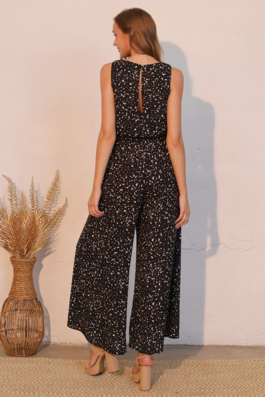 Ink Spot Sleeveless Bubble Jumpsuit