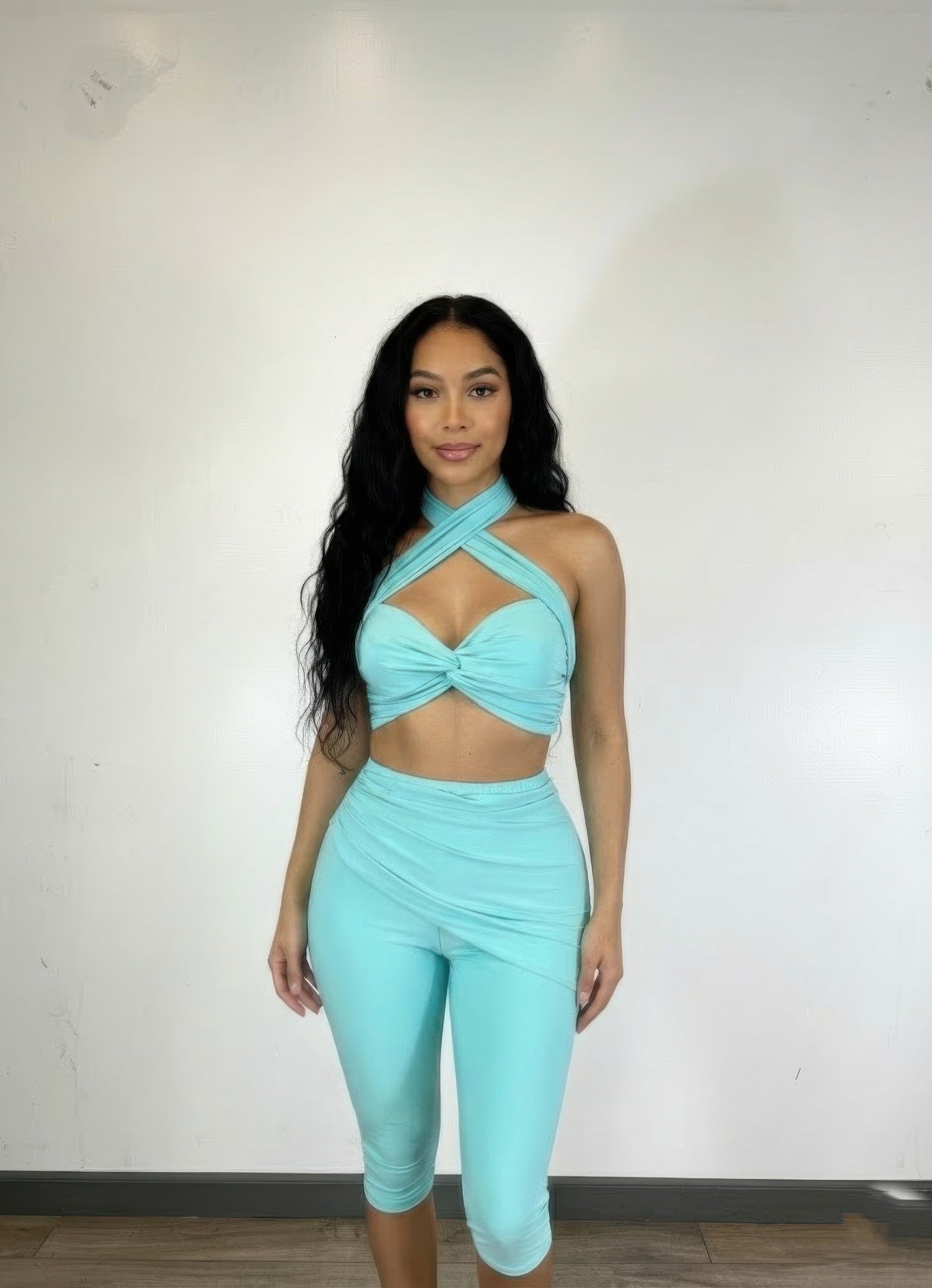 Crisscross Halter,twisted Knot Detail,self-tie Set