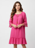 Mlle Gabrielle Solid Elbow Sleeve Dress
