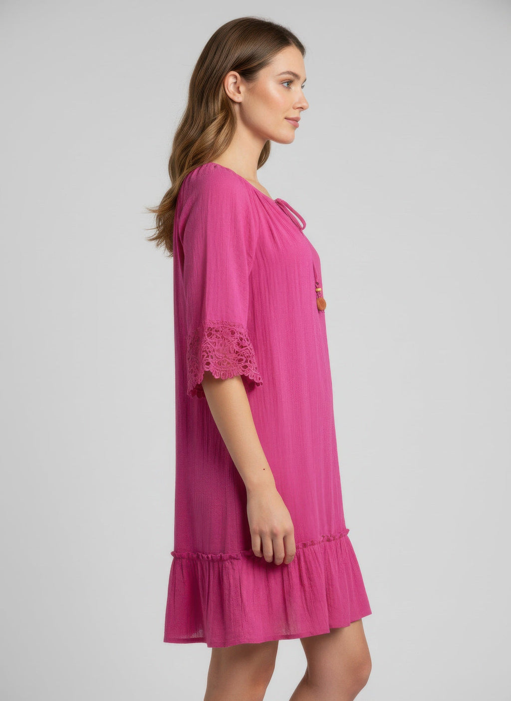 Mlle Gabrielle Solid Elbow Sleeve Dress