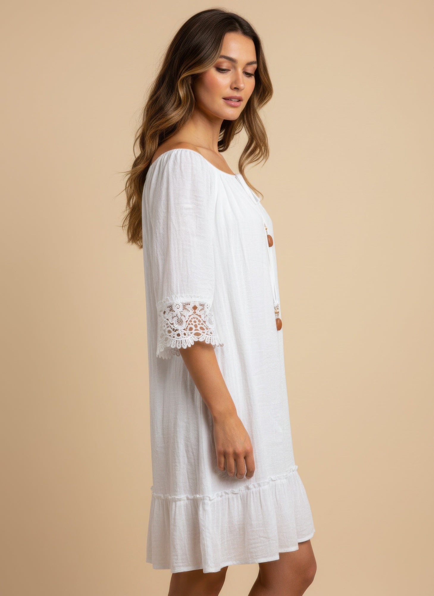 Mlle Gabrielle Solid Elbow Sleeve Dress