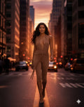Capri Jumpsuit Openback Tie Neck