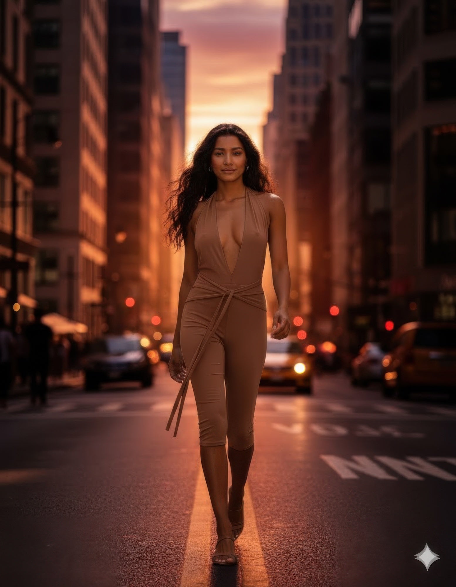 Capri Jumpsuit Openback Tie Neck