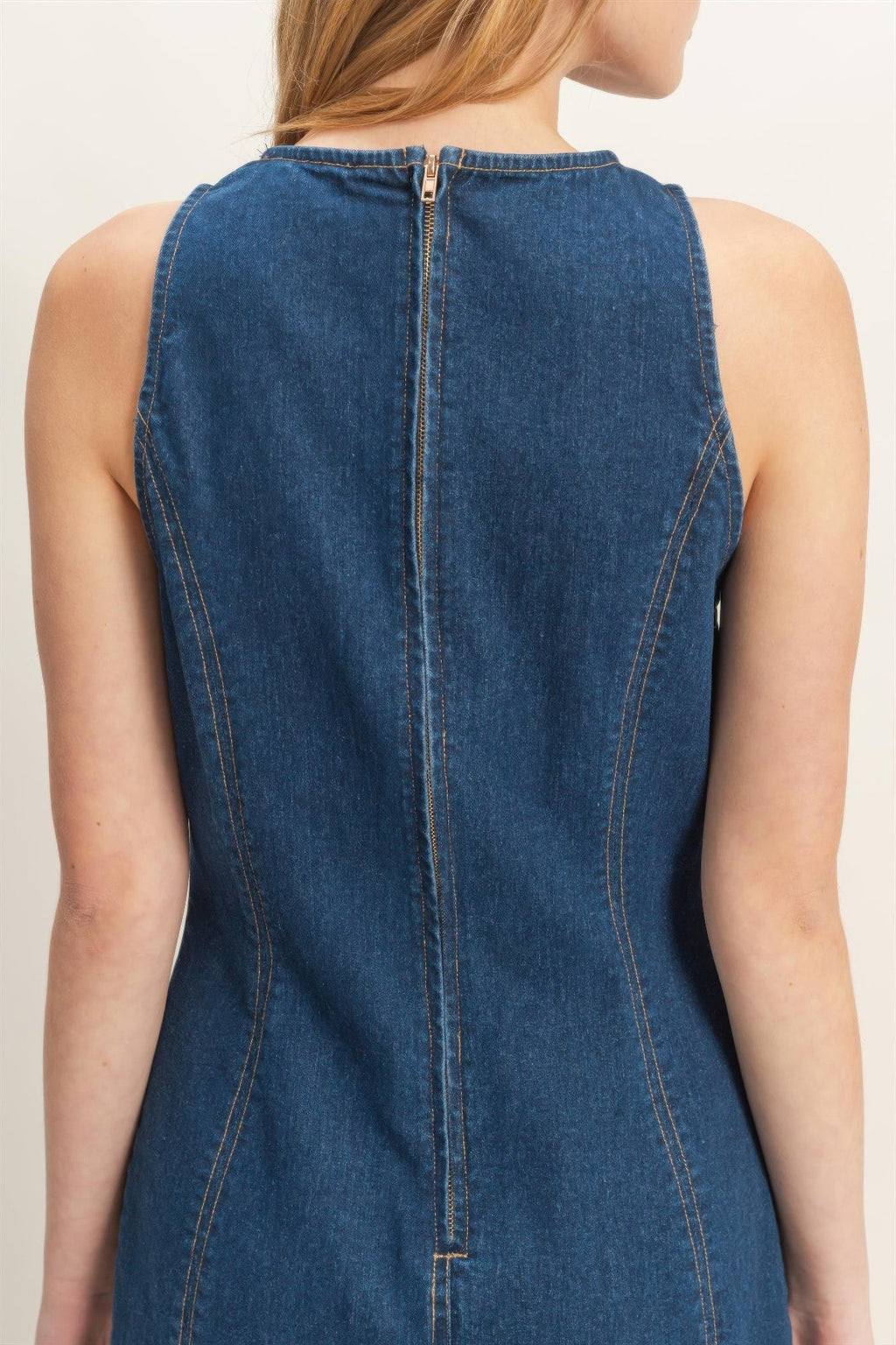 Sleeveless Denim Midi Dress