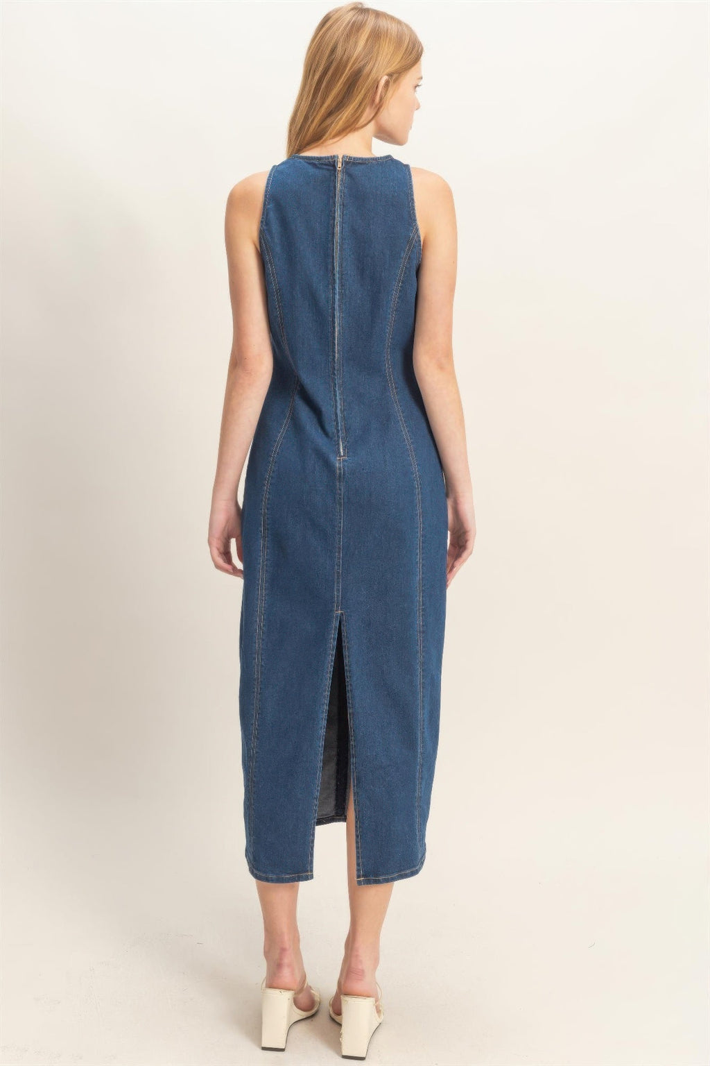 Sleeveless Denim Midi Dress