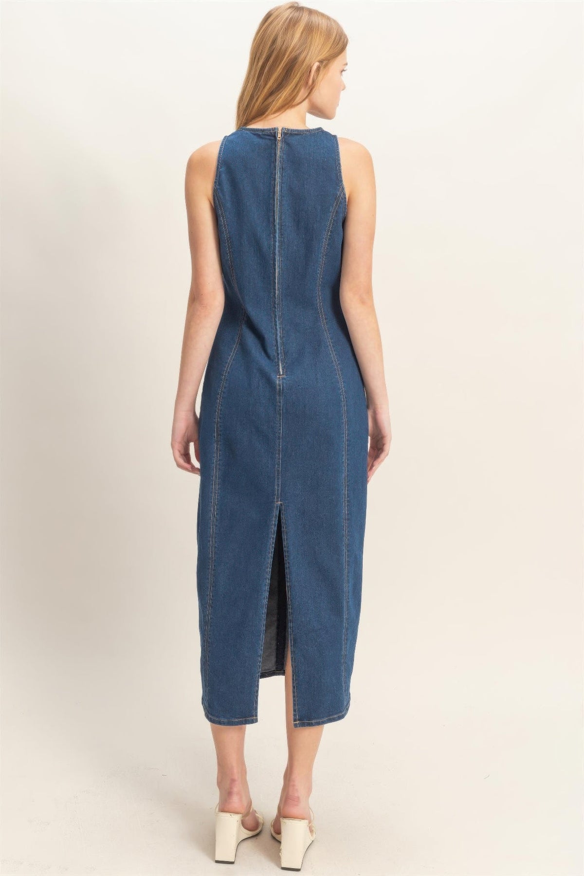 Sleeveless Denim Midi Dress