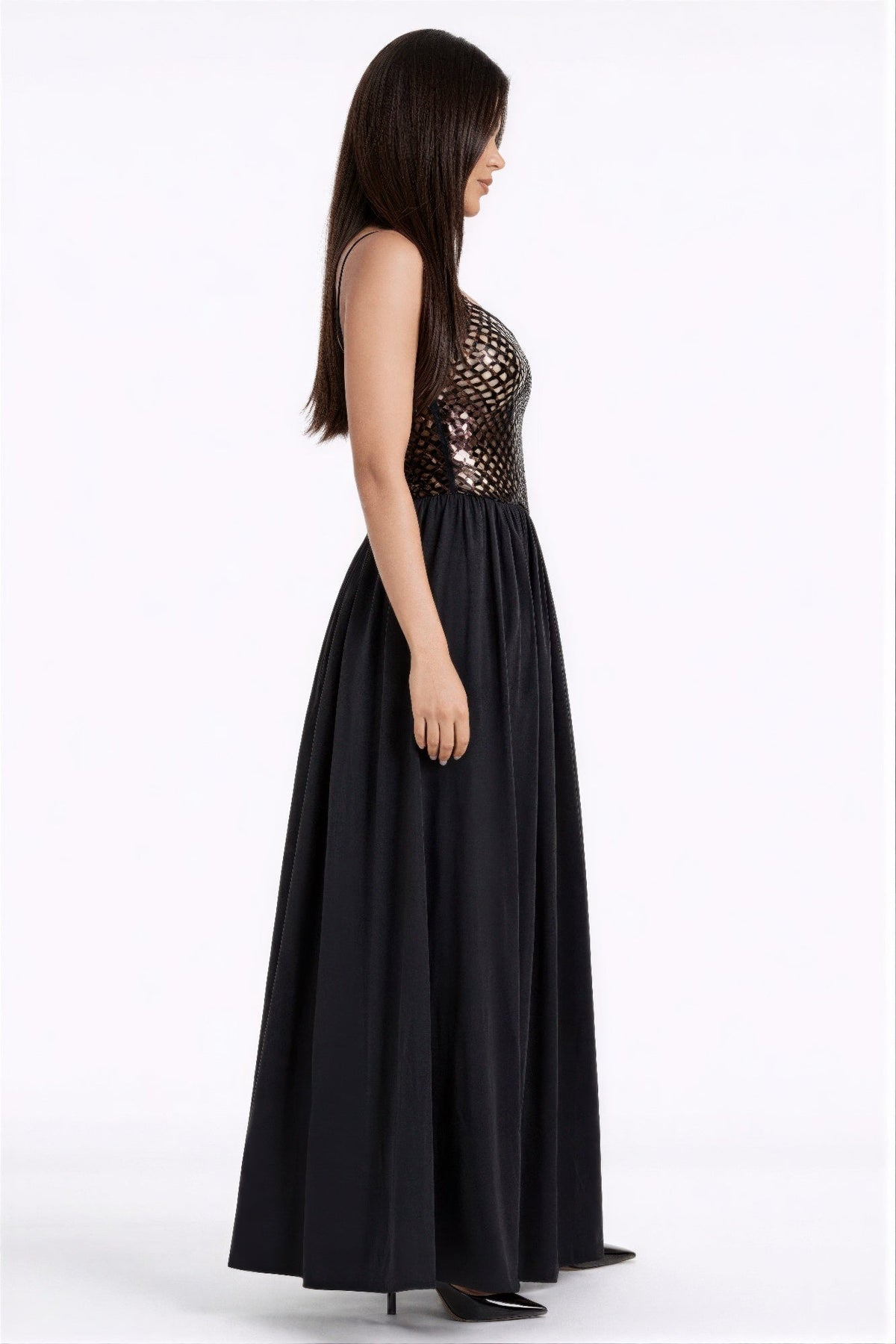 Netted Sequin Maxi Dress