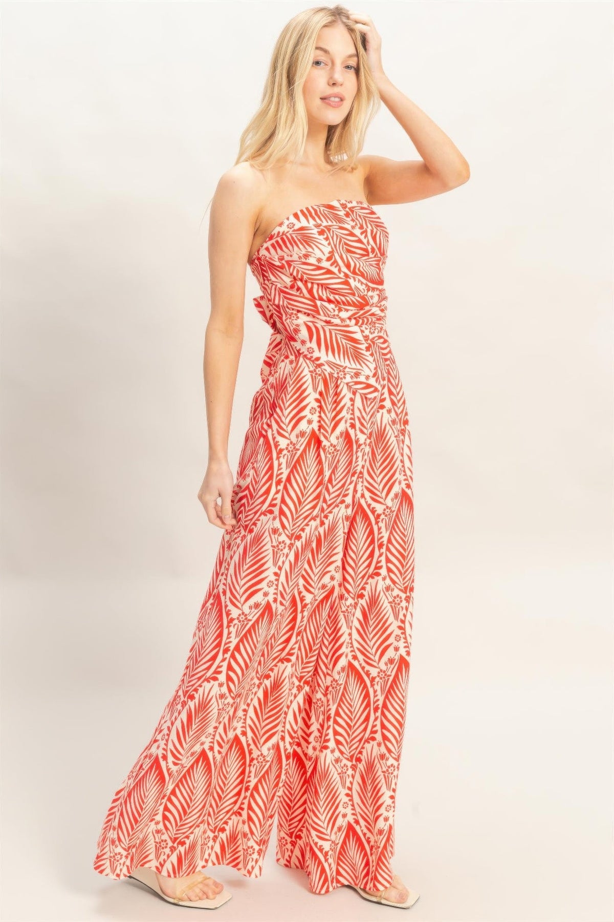 Strapless Top & Pant Print Set