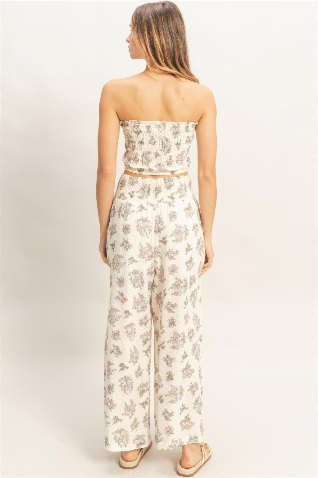 Smocked Tube Top & Wide-leg Pants Set
