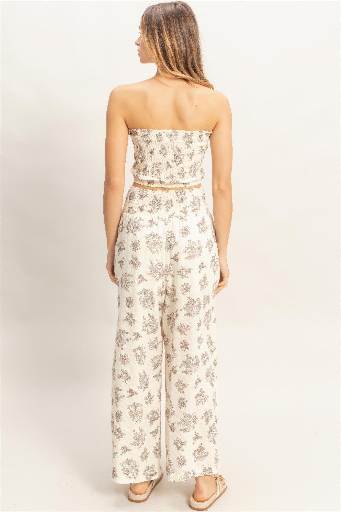 Smocked Tube Top & Wide-leg Pants Set